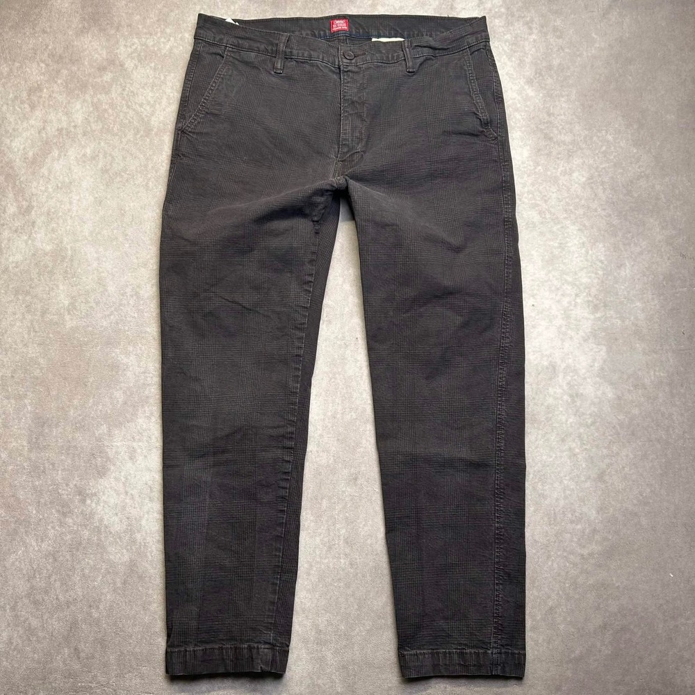 Levis XX Chino Standard Taper Pants Mens 36x30 Charcoal brown Micro Check Pant